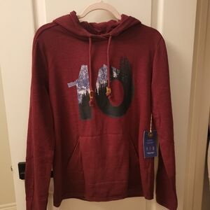 New! Tentree Hoodie Burgundy with Graphic Print, Womens Large